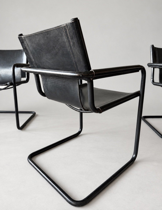6 Vintage Mart Stam S34 — All Black — Black Leather – Dining chairs, Metal (photo 11 of 15)