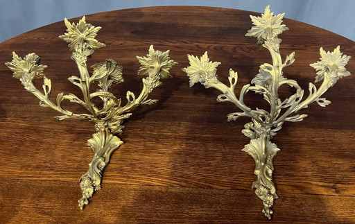 Candelabros de pared estilo rococó. Bronce macizo dorado. – wandlampen, Bronze, Rococo (photo 2 of 5)