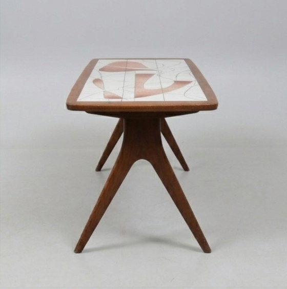 Image 1 of Vintage Scandinavian coffee table with tiled top - Edmund - 1950s