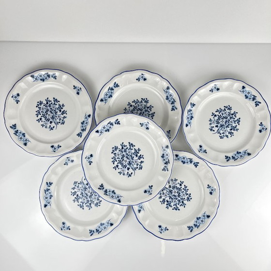 Image 1 of Set di 6 piatti da dessert Blue Flowers, KG Lunéville