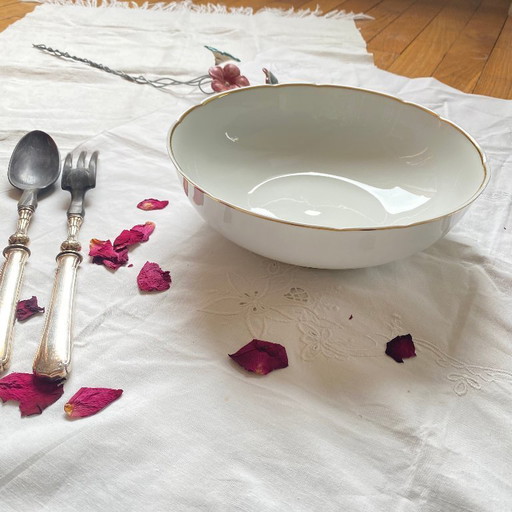 Salatschüssel aus Limoges-Porzellan mit Golddekor, Muster Bernardaud Ronsard