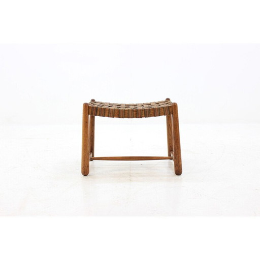 Vintage oak stool, Czechoslovakia 1960