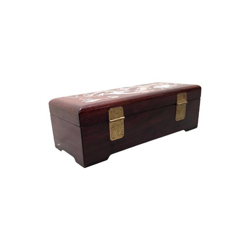 Boîte à bijoux vintage chinoise en bois, années 1970/80