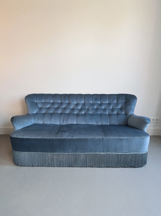Glacier Blue Vintage 3-Seater Sofa – Textile, Velvet (photo 2 of 5)