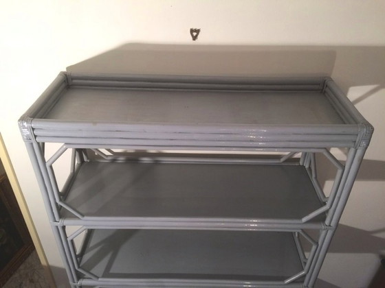 Image 1 of 80s Vintage bamboo shelf open cabinet