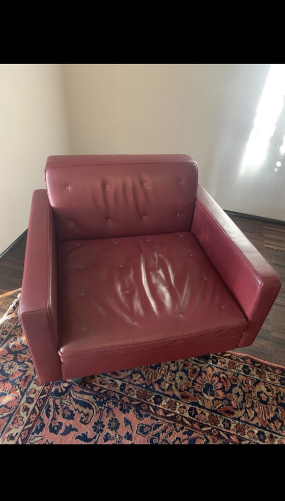Paar Poltrona Frau Kennedee fauteuils in bordeaux leer – Bankstel, Leather (photo 4 of 5)