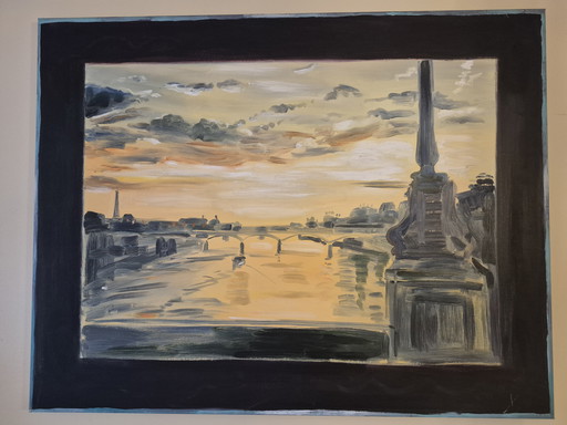 Schikderij Pont Neuf erik pape 1997