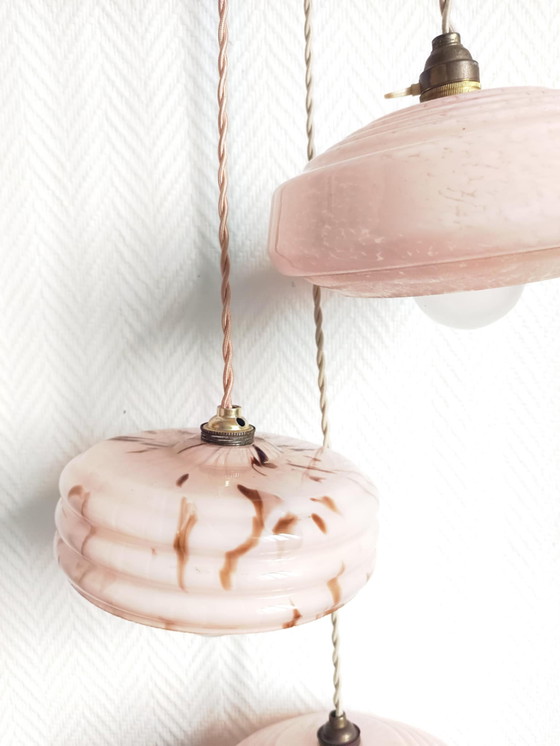 Image 1 of Suspension cascade globes verre de Clichy vintage