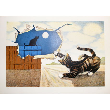 Giuliano Giuggioli - Gatti con luna