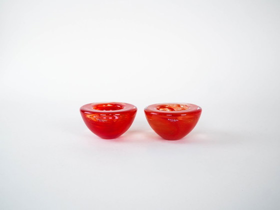 Image 1 of Juego de portavelas de cristal, diseño sueco, década de 1970, fabricado por Kosta Boda.