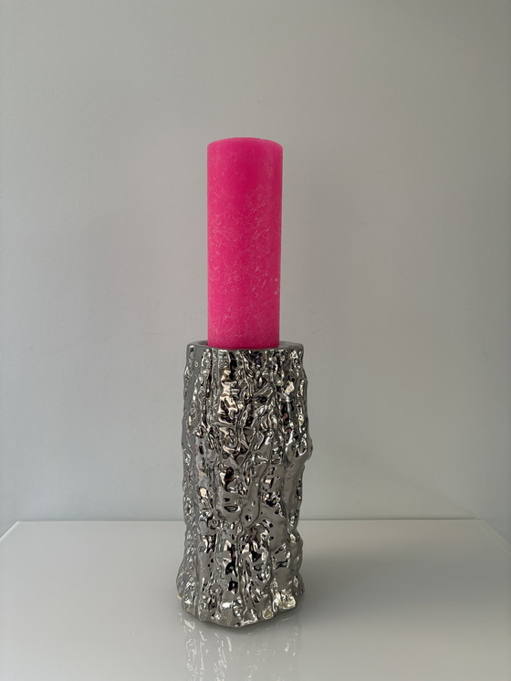 Image 1 of It’s about RoMi Amsterdam kandelaar boomstam in RVS zilverkleurige glazuur 