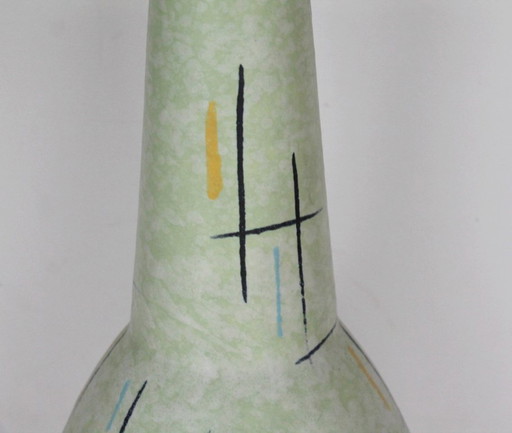 Vaso da terra Scheurich, anni '50, con residui dell'etichetta originale Europ Linie, Germania Ovest, era atomica