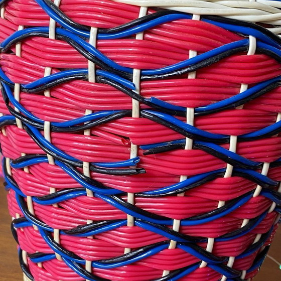 Image 1 of Old glass bottle and vintage plastic braiding scoubidou