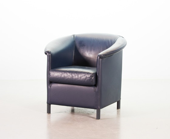 Image 1 of Wittmann Petrol Blue Soft Leather Club Chair Designed, Model Aura by Paolo Piva. Autriche, années 1980.