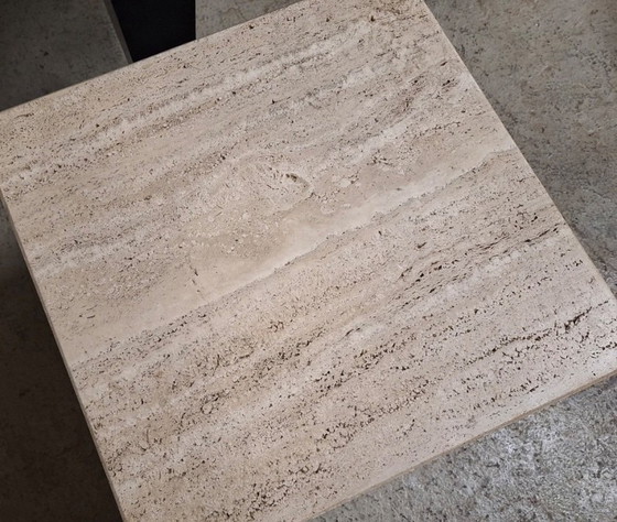 Image 1 of Italian Naturally Veined Travertine Coffee Table or Pedestal