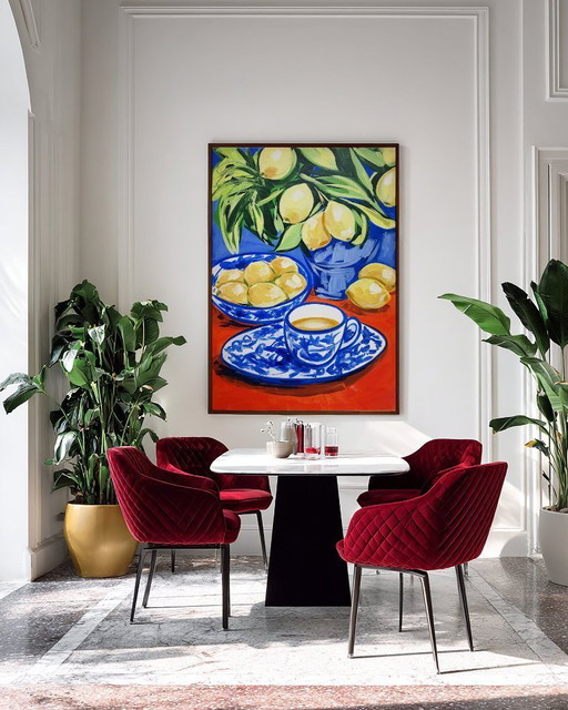 Pintura acrílica del artista E. García "Té de limón" 100x70