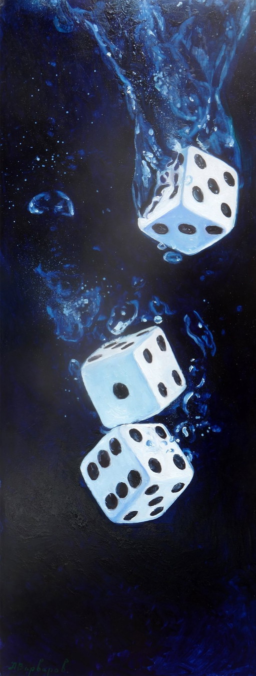 Pintura al Óleo Original Arte Contemporáneo Simbolismo Minimalismo Lanzaron los Dados