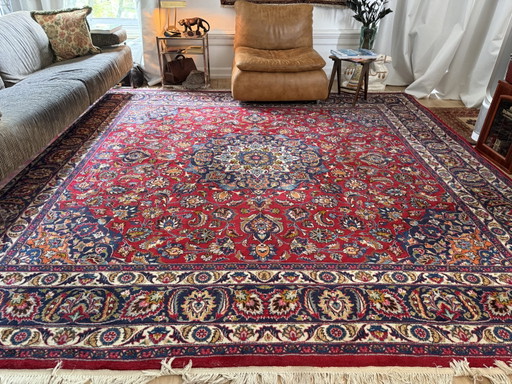 Groot Handgeknoopt Perzisch Mashad Tapijt 300 × 290 Cm – vloerkleden en tapijten, Wool