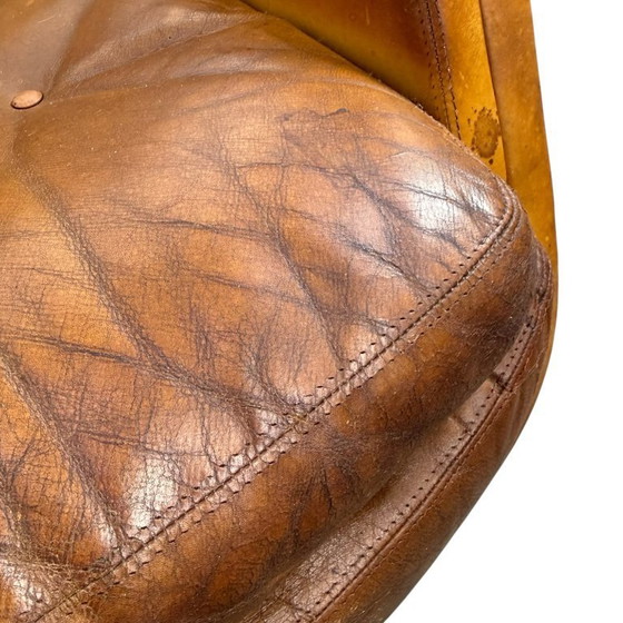 Image 1 of Set di poltrone girevoli vintage in pelle color cognac di Eugen Schmidt
