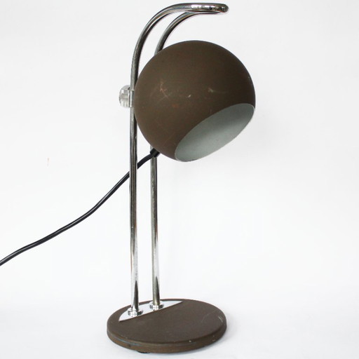 Vintage Mid-Century-Tischleuchte im Augapfel-Stil mit Chromakzenten