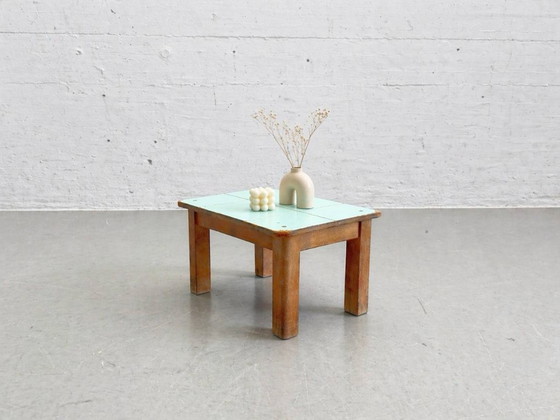 Image 1 of Vintage houten kruk met Formica blad, jaren 50