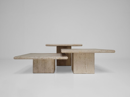 3x tables gigognes travertin