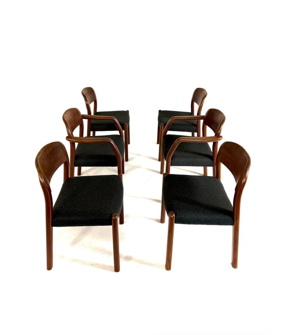 Image 1 of 6 sedie da pranzo vintage restaurate, EMC Furniture anni '80