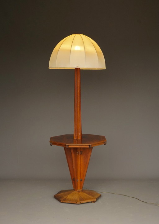 Amsterdam / Hague School Floor Lamp with Shelf. 