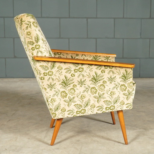 Vintage Club Armchairs - Velvet Leaf Motif - 1960s