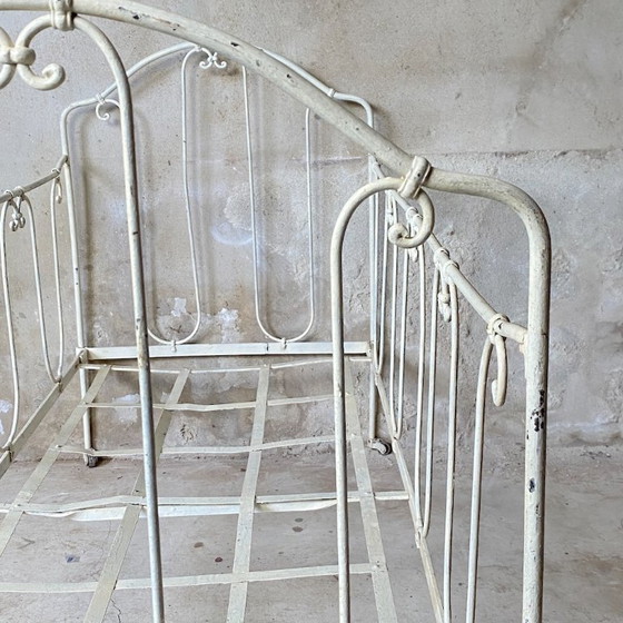 Image 1 of Lit banquette en fer forgé vintage 1950's