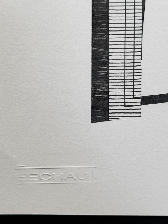 Image 1 of Set Of 2 Artworks. Abstract Composition. Eugène Eechaut (1928-2019)