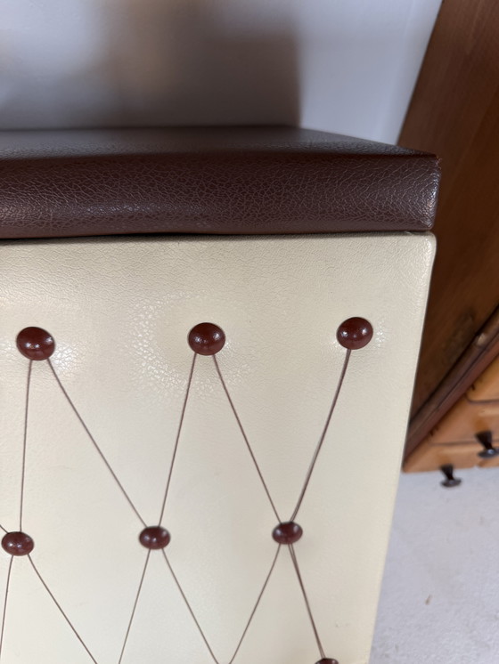 Image 1 of Vintage faux leather storage box/ottoman, 1960s