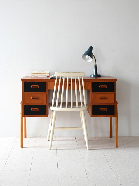 Image 1 of Scandinavian Vintage Desk with Black Drawers