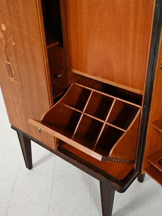 Image 1 of Scandinavian 1940s bar cabinet with inlays