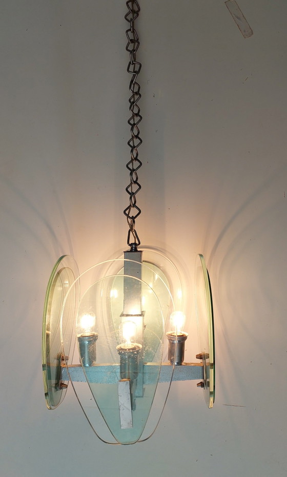 Image 1 of Fonta Arte 1970s Turquoise Glass Pendant Lamp