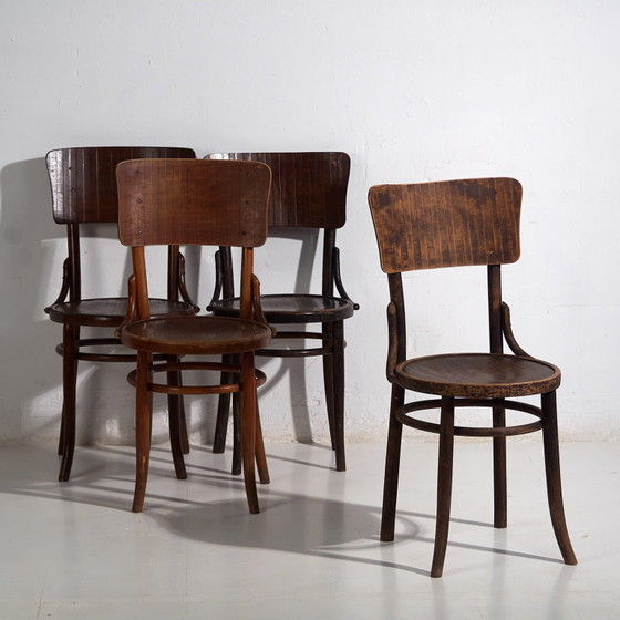 Sedie da pranzo antiche in legno curvato (c.1920). Set di 4 pezzi #6 (photo 8 of 27)