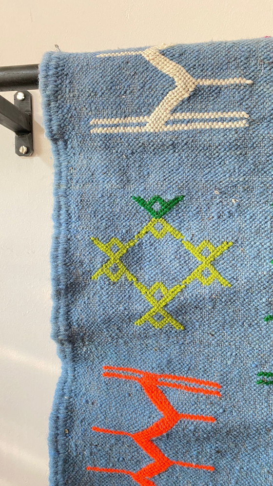 Image 1 of Authentischer handgeknüpfter Berberteppich – Atlaswolle – 100 x 50 cm – Einzigartiges Kelim-Design