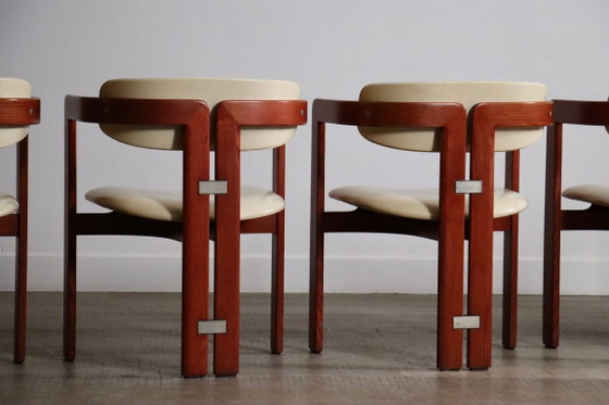 Set van 6 Augusto Savini Pamplona-stoelen voor Pozzi, Italië, 1965 – Eetkamerstoelen, Wood (photo 2 of 18)