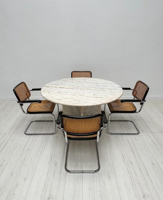 Image 1 of Unieke grote vintage marmeren eettafel 70