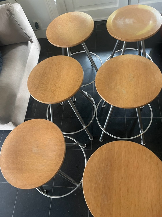6x Bulthaup Barstools, Wood, rvs, Brown (photo 2 of 5)