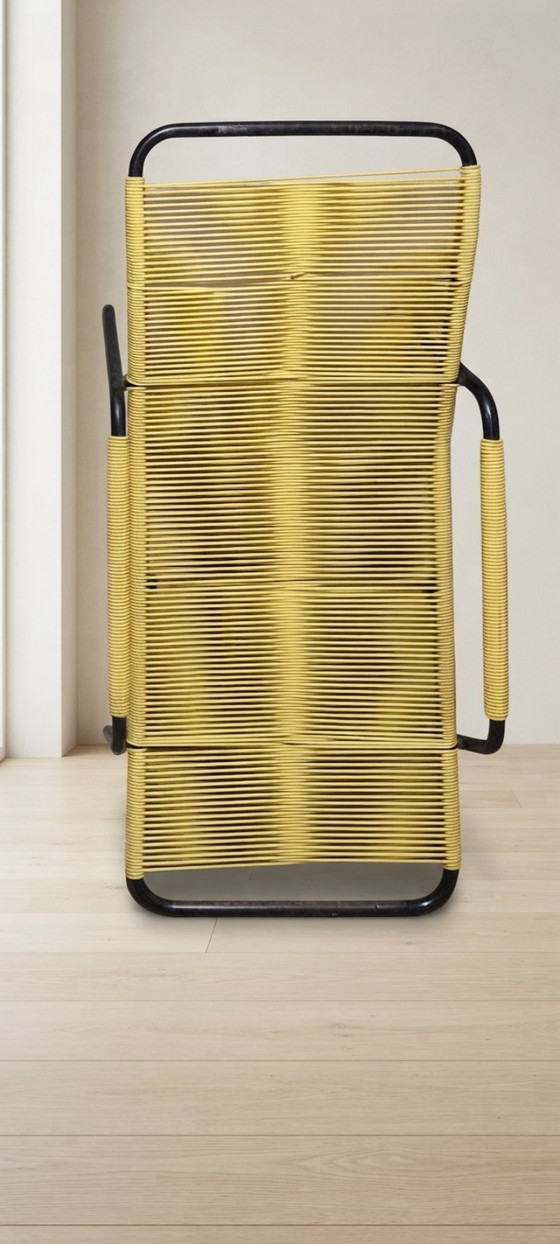 Poltrona Lounge Vintage Corda Gialla, Metallo Tubolare, Anni '70, 120 x 56 42 cm – Sedie a dondolo (photo 12 of 12)