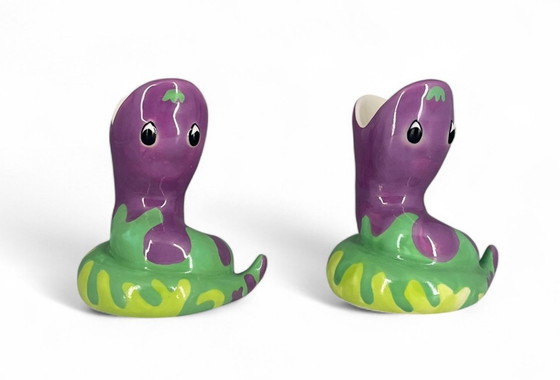 Image 1 of Hueveras de serpiente de IKEA (1999) – Cerámica pintada a mano, diseño Memphis/posmoderno de los años 90