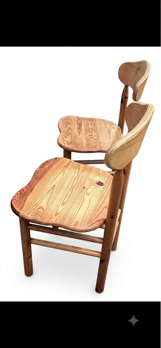 Image 1 of Set di 2 sedie vintage di Rainer Daumiller – in legno massello di pino, stile Mid-Century anni '70