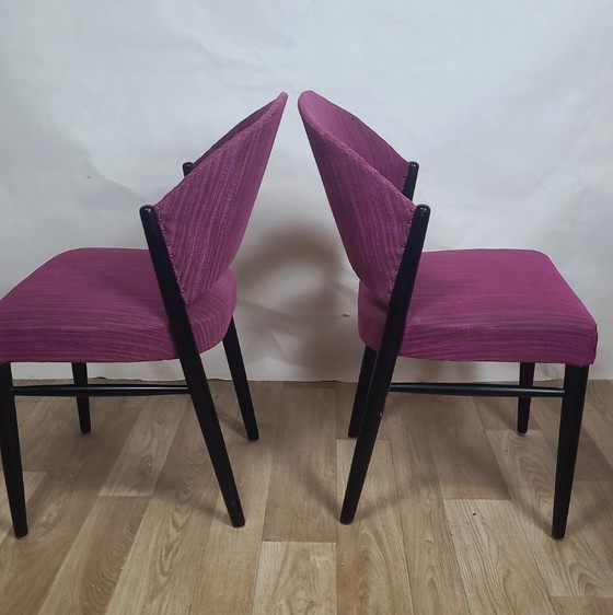 Image 1 of Set of 4 vintage purple fabric chairs