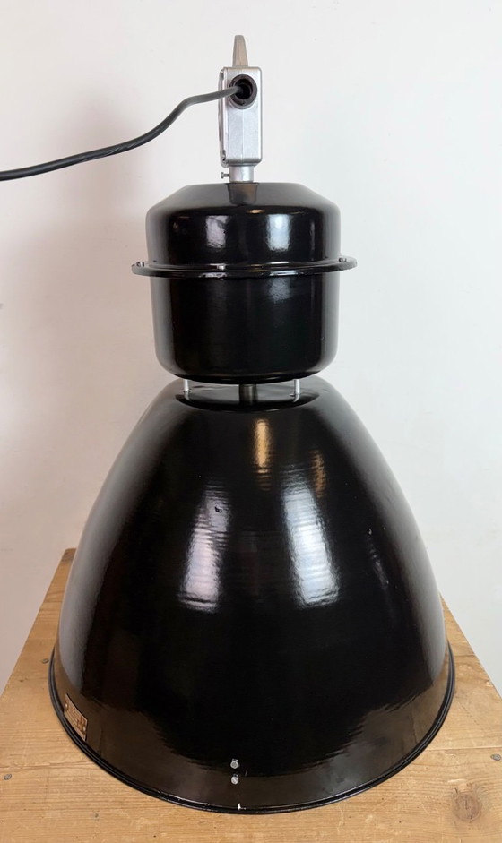Image 1 of Large Black Industrial Factory Pendant Lamp from Elektrosvit, 1960s