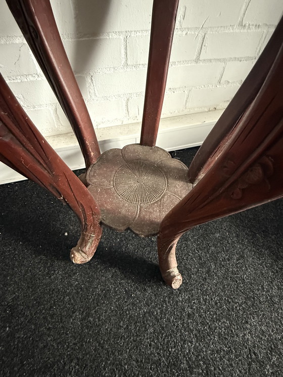 Image 1 of Support à plantes vintage en bois dur sculpté chinois