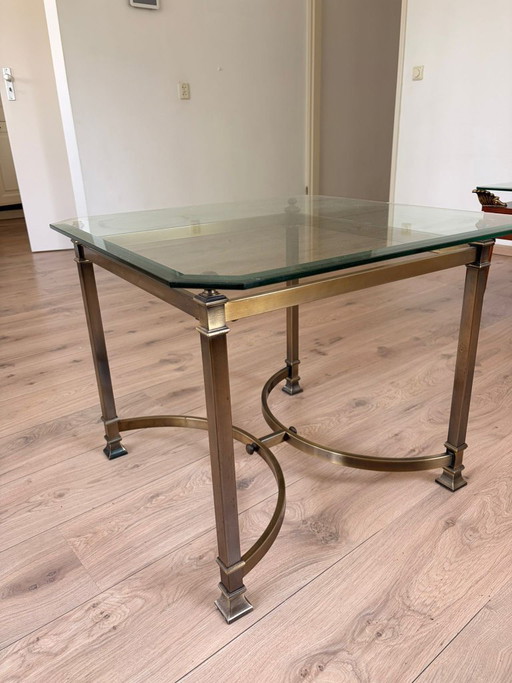 Table d'appoint style Hollywood Regency | 68 cm Laiton et verre |