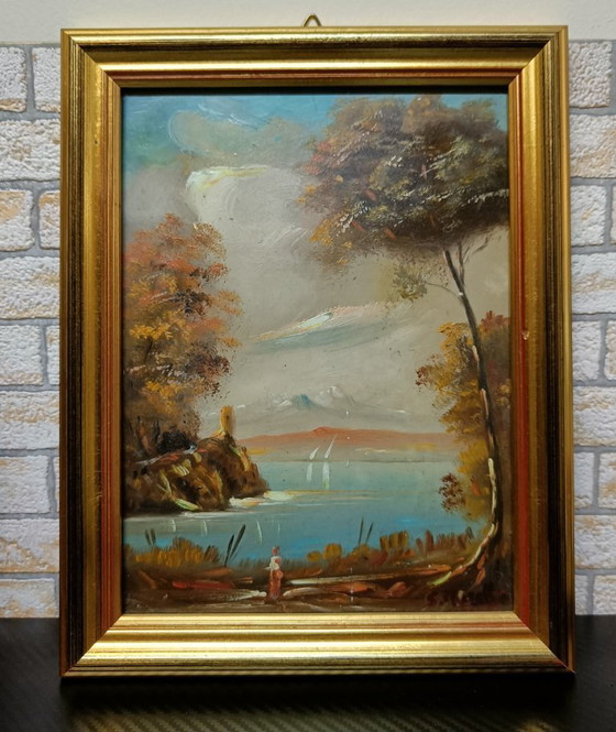 Image 1 of Antique oil painting on wood from the early 1900s