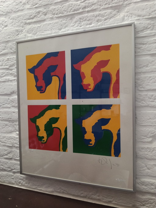 Lithographie pop art Chien tacheté – lithos zeefdrukken, Glass, Paper (photo 2 of 6)
