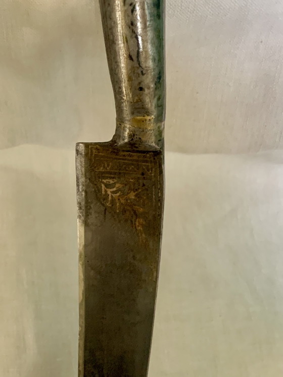 19e-eeuwse Perzische ceremoniële dolk, Qajar-periode – Zeldzame parkietversiering – Cadeaus, Metal, Leather (photo 19 of 30)